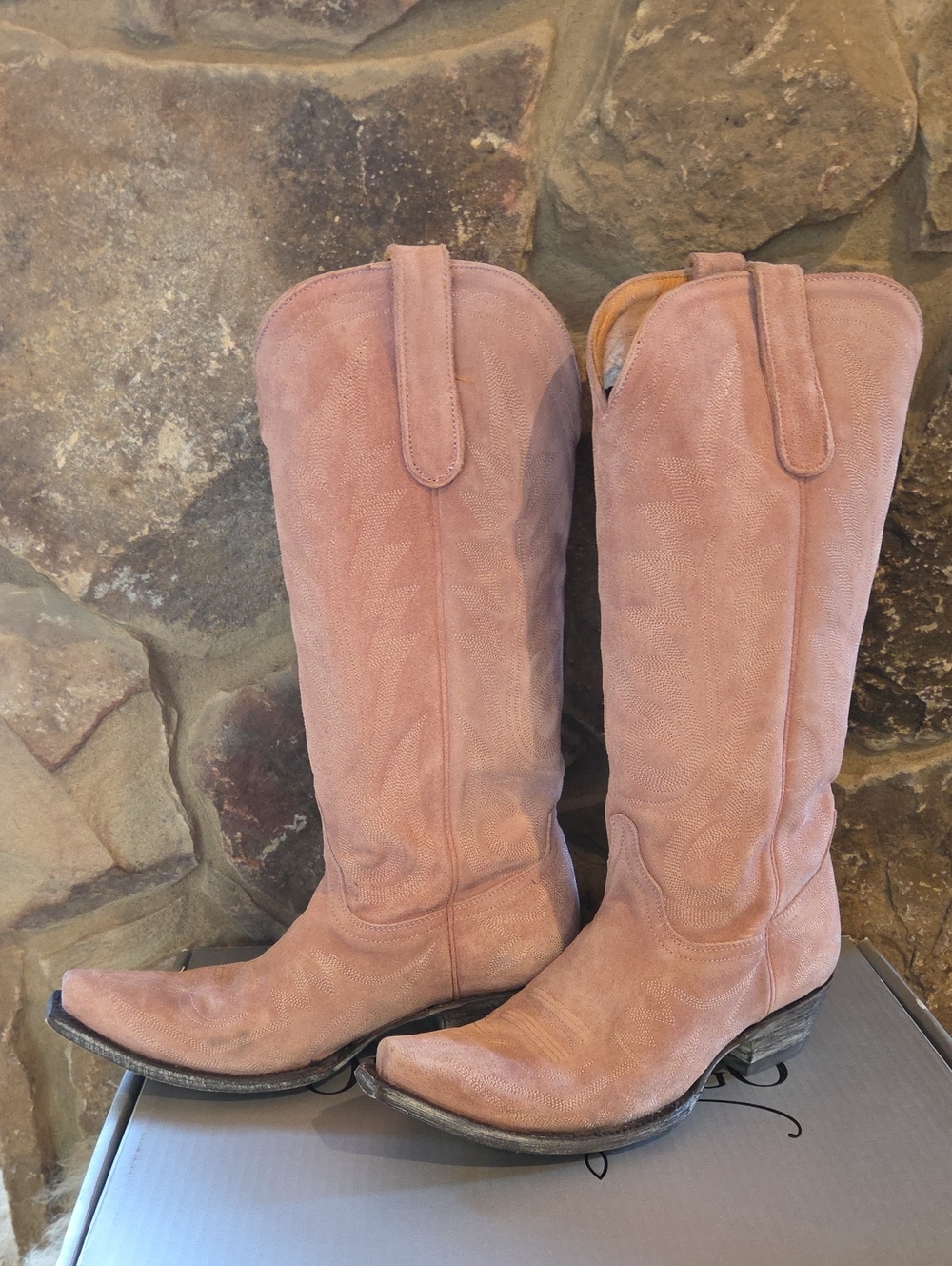 Old Gringo Pink Suede Nevada Western Knee-High Boots